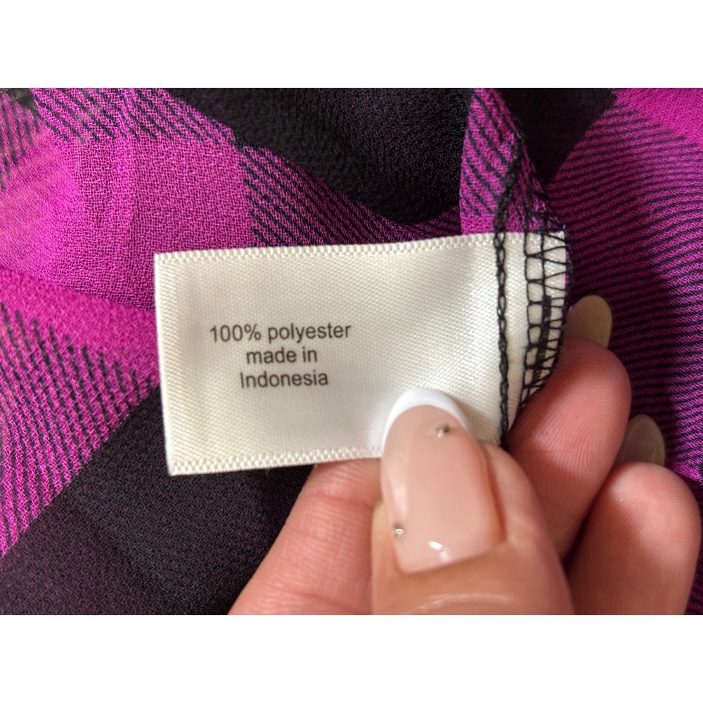 Lane Bryant Shirt Womens 14/16 Purple Black Buffalo Plaid Long Sleeve Button Up - Picture 12 of 13